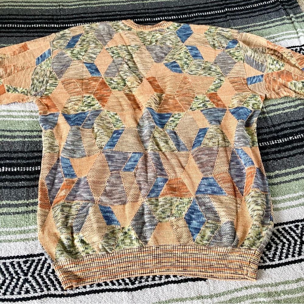 Vintage Tundra Geometric Patchwork Pattern Sweate… - image 7